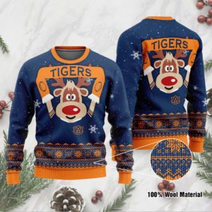 Funny Reindeer Auburn Tigers Christmas Ugly Sweater