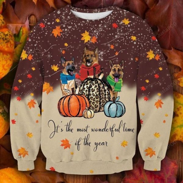 German Shepherd Dog Pumpkin Christmas Ugly Sweater