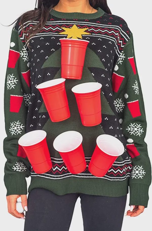 Giant Beer Pong Christmas Ugly Sweater