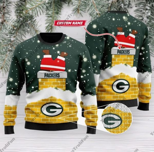 Green Bay Packers Santa Claus Custom Christmas Ugly  Sweater