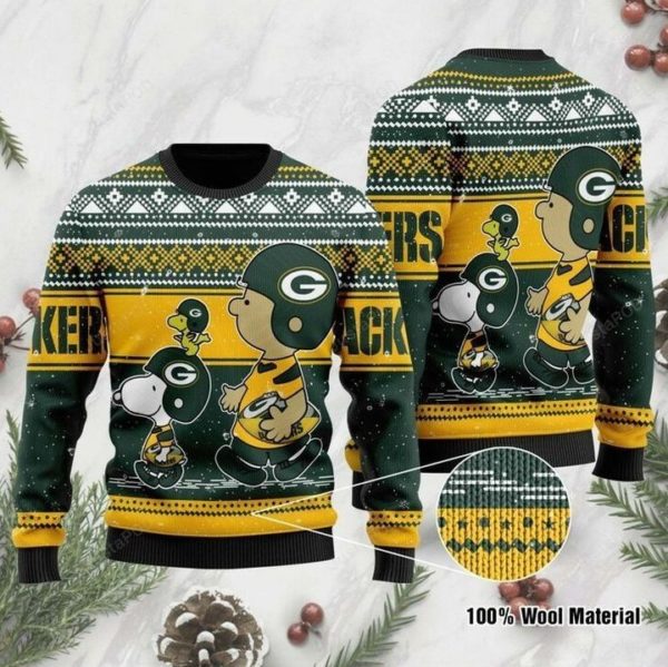 Green Bay Packers Snoopy Unisex Christmas Ugly  Sweater