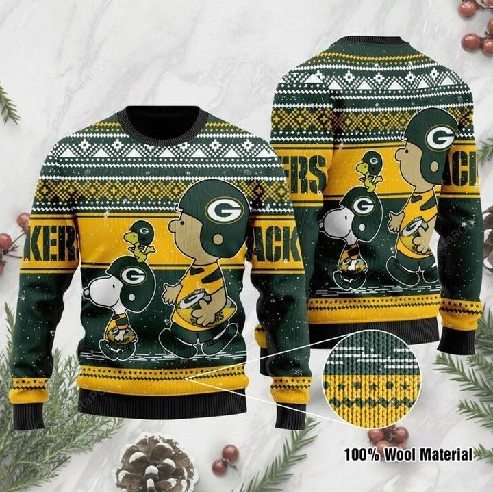 Green Bay Packers Snoopy Unisex Christmas Ugly Sweater - REVER LAVIE