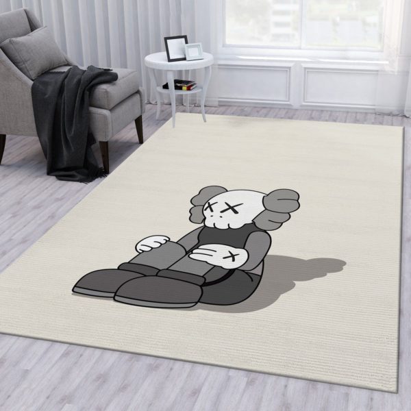 Grey Kaws Sit Down Classic Kaws Rug Home Decor