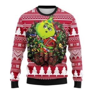 Grinch Hug Arizona Cardinals Christmas Ugly Sweater
