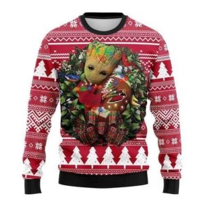 Groot Hug Arizona Cardinals Christmas Ugly Sweater