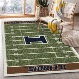 Illinois Fighting Illini Team Home Field NFL Living Room Carpet Rug Home Decor