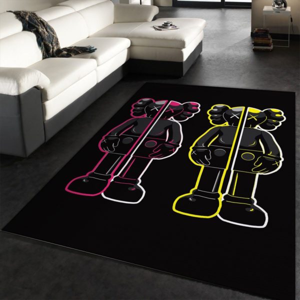Kaws Anatomy Pink And Yellow Kaws Rug Home Decor