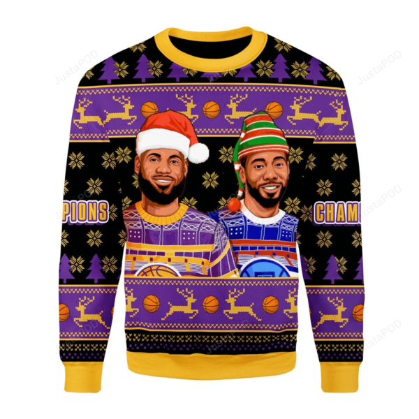 Lebron James And Kawhi Leonard Basketball Christmas Ugly Sweater