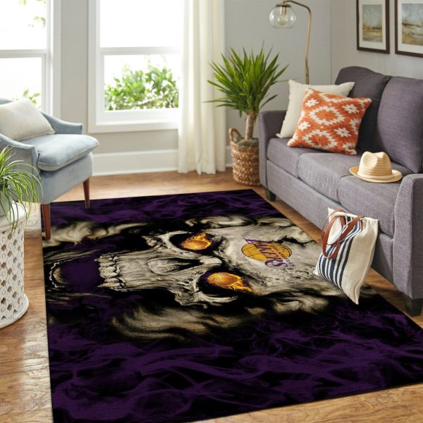 Los Angeles Lakers NBA Team Logo Skull Style Nice Gift Home Decor Rectangle Area Rug