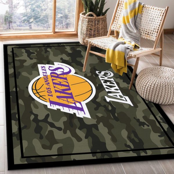 Los Angeles Lakers Nba Team Logo Camo Style Nice Gift NBA Rug Home Decor