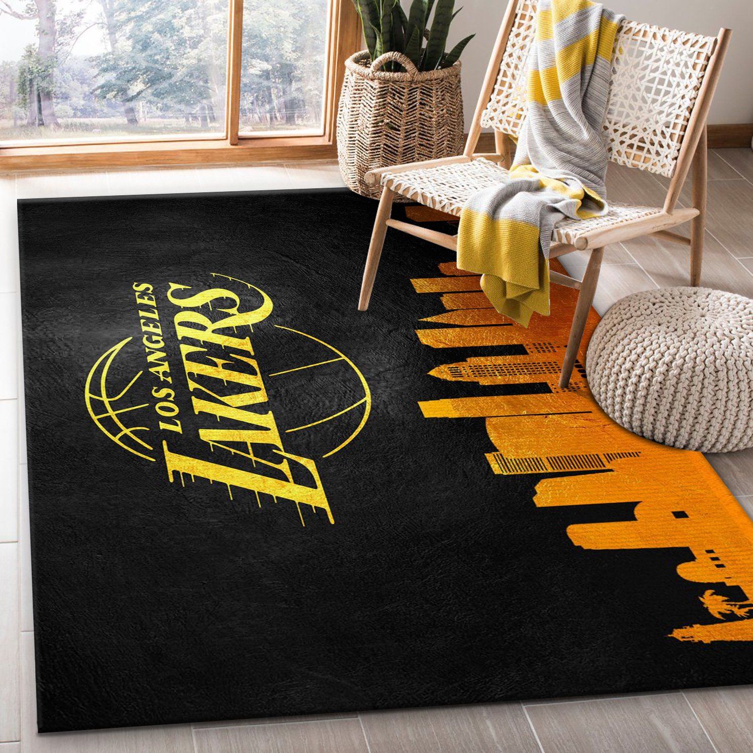 Los Angeles Lakers Skyline NBA Rug Home Decor Los Angeles Lakers Skyline NBA Rug Home Decor