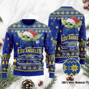 Los Angeles Rams Cute Baby Yoda Grogu Christmas Ugly Sweater