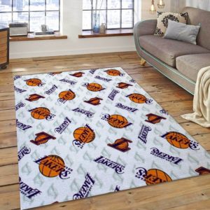 Los Angerles Laker Logo Pattern NBA Rug Home Decor