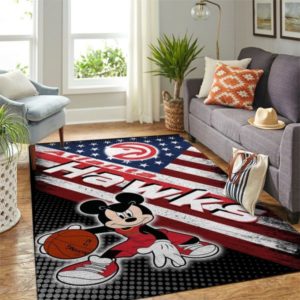 Mickey Mouse Disney Atlanta Hawks NBA With Flag American Living Room Carpet Rug Home Decor