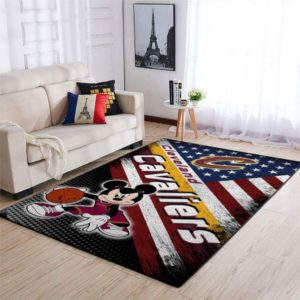 Mickey Mouse Disney Cleveland Cavaliers NBA With Flag American Living Room Carpet Rug Home Decor