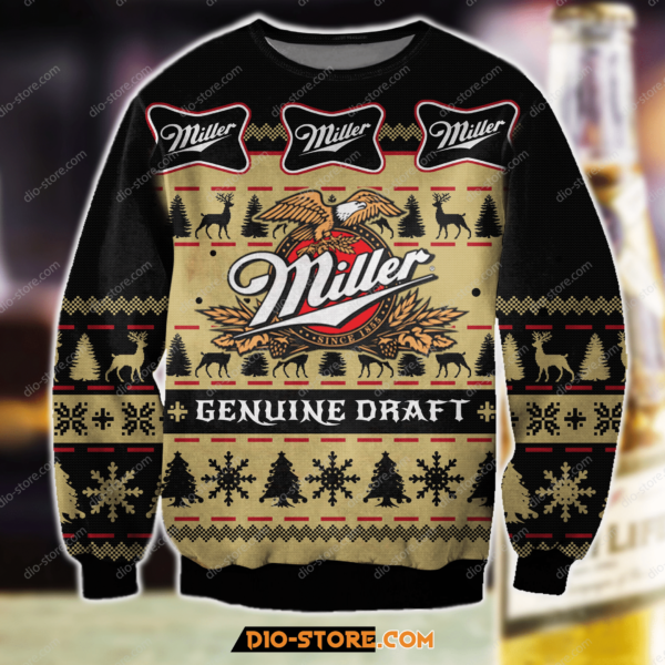 Miller Genuine Draft Beer Christmas  Ugly Sweater
