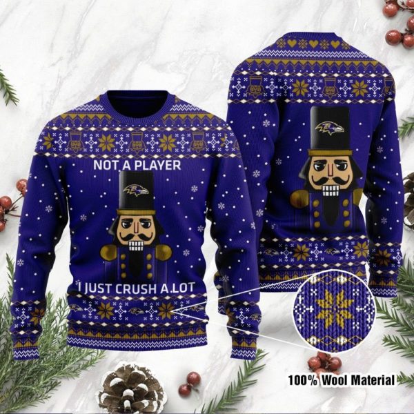 Not A Player I Just Crush Alot Baltimore Ravens Christmas Ugly Sweater