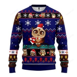 Owl Santa Christmas Ugly Sweater