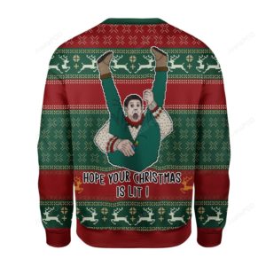 Reindeer Pattern Man Hope Your Christmas Is Lit Christmas Ugly Sweater