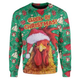 Rooster Chicken Santa Christmas Ugly Sweater
