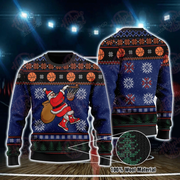 Santa Clause Basketball Christmas Ugly Sweater