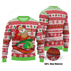 Santa Clause Carrying Presents Mele Kalikimaka Christmas Ugly Sweater