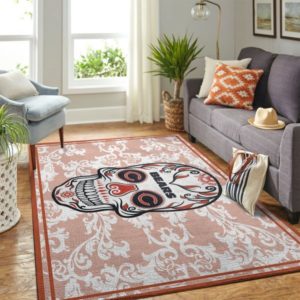 Skull Flower Calavera Chicago Bears Living Room Carpet Rug Home Decor