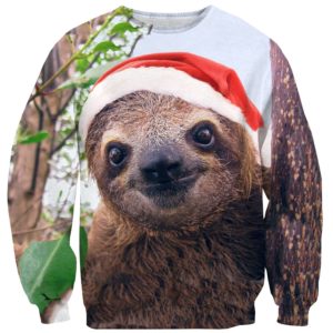 Sloth Face Santa Christmas Ugly Sweater