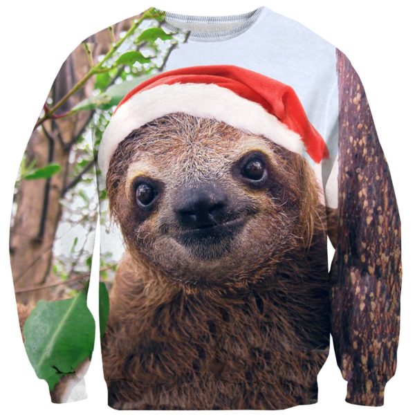 Sloth Face Santa Christmas Ugly Sweater