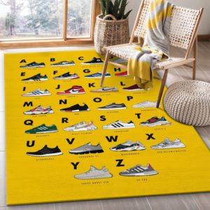 Sneakers Alphabet Yellow Area Rug Home Decor