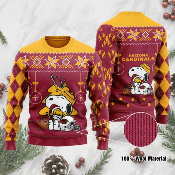 Snoopy And Woodstock Arizona Cardinals Christmas Ugly Sweater