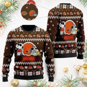 Snoopy And Woodstock Cleveland Browns Christmas Ugly Sweater
