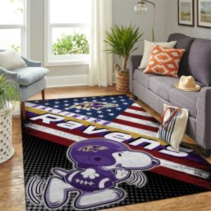 Snoopy Baltimore Ravens NFL Living Room Carpet Rug Home Decor