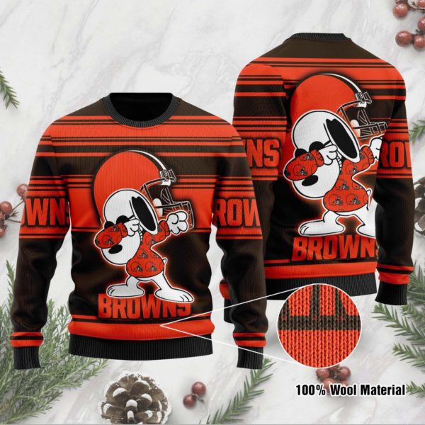 Snoopy Dab Cleveland Browns Christmas Ugly Sweater