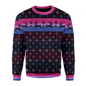 Snowflakes Bisexual Pride Flag Christmas Ugly Sweater