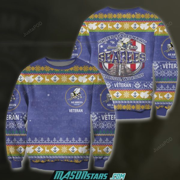 Us Navy Seabees Veteran Christmas Ugly Sweater