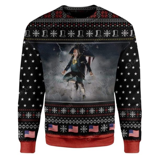 Zeus vs Ben Franklin Christmas Ugly Sweater
