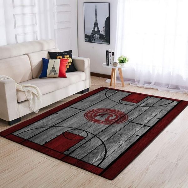 Atlanta Hawks Stadium Wooden Style NBA Rug Home Decor