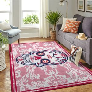 Atlanta Hawks Team Logo Skull Flower Style Nice Gift NBA Living Room Carpet Rug Home Decor