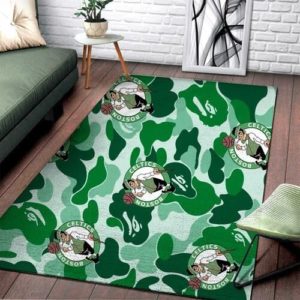 Boston Celtics Basketball Camouflage NBA Rug Home Decor