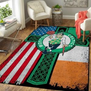 Boston Celtics Basketball Irish St Patricks Day Flag Cross NBA Rug Home Decor