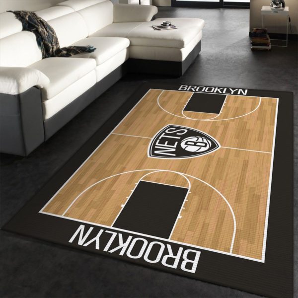 Brooklyn Nets Basketball And Stadium NBA Rug Home Decor