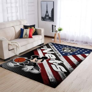 Brooklyn Nets Team Logo Mickey US Style Nice Gift NBA Living Room Carpet Rug Home Decor