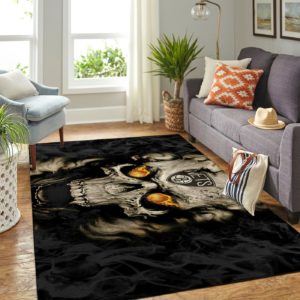 Brooklyn Nets Team Logo Skull Style Nice Gift NBA Living Room Carpet Rug Home Decor