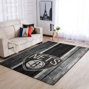 Brooklyn Nets Team Logo Wooden Style Nice Gift NBA Living Room Carpet Rug Home Decor