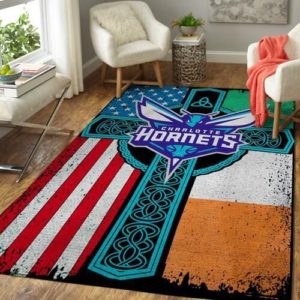 Charlotte Hornets Basketball Irish St Patricks Day Flag Cross NBA Living Room Carpet Rug Home Decor