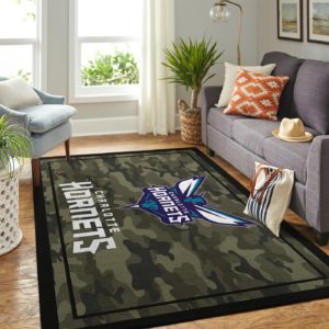 Charlotte Hornets Team Logo Camo Style Nice Gift NBA Living Room Carpet Rug Home Decor