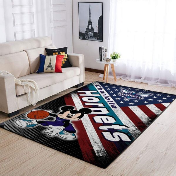 Charlotte Hornets Team Logo Mickey Us Style Nice Gift NBA Rug Home Decor