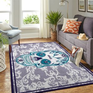 Charlotte Hornets Team Logo Skull Flower Style Nice Gift NBA Living Room Carpet Rug Home Decor