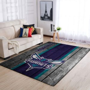 Charlotte Hornets Team Logo Wooden Style Nice Gift NBA Living Room Carpet Rug Home Decor